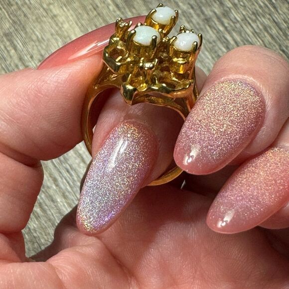 18k Gold Plated Opal Cluster Ring - Picture 10 of 12